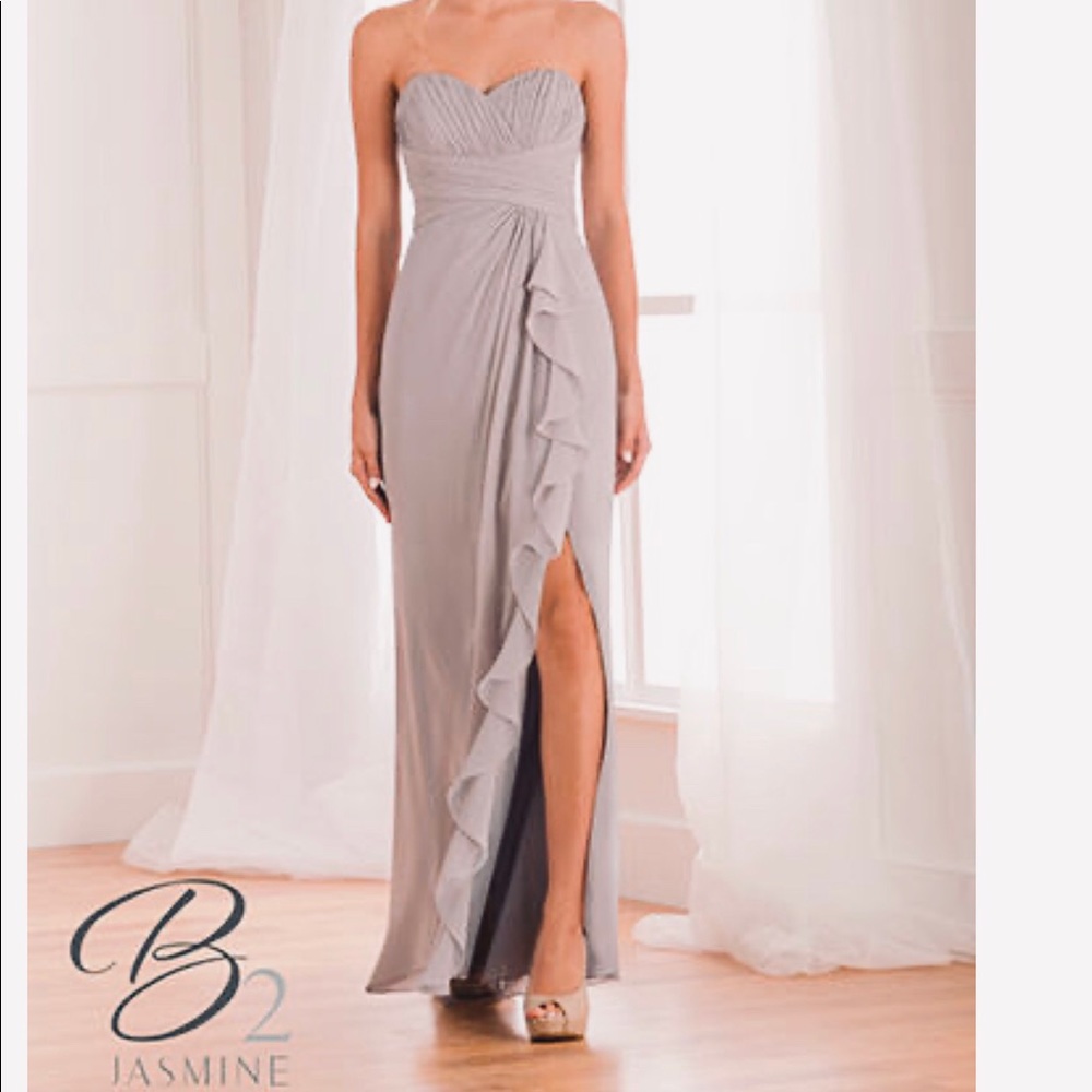Formal Chiffon Sweetheart Maxi From B2 Jasmine, Graphite Color, Ladies Size 12